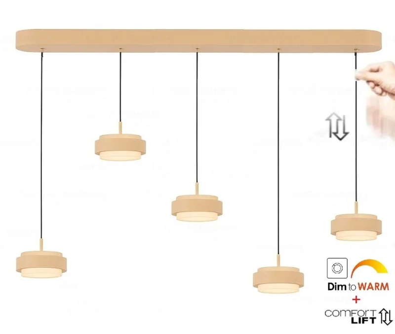Hanglamp Puleggia 5 lichts L 120 cm comfortlift fra Freelight i Beige – produktbillede