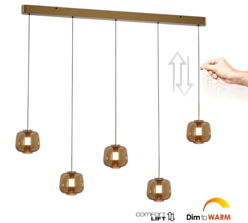 Hanglamp Rosa 5 lichts L 120 cm comfortlift fra Freelight i Rosé goud – produktbillede