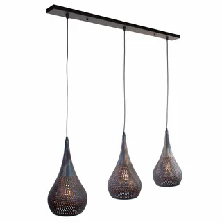 Langwerpige hanglamp Fori | industriele 3 lichts eettafellamp | zwart bruin | opengewerkt metaal von Freelight – Produktfoto 1 von 3