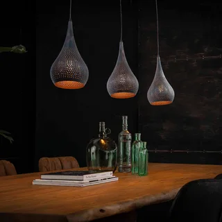 Langwerpige hanglamp Fori | industriele 3 lichts eettafellamp | zwart bruin | opengewerkt metaal von Freelight – Produktfoto 2 von 3