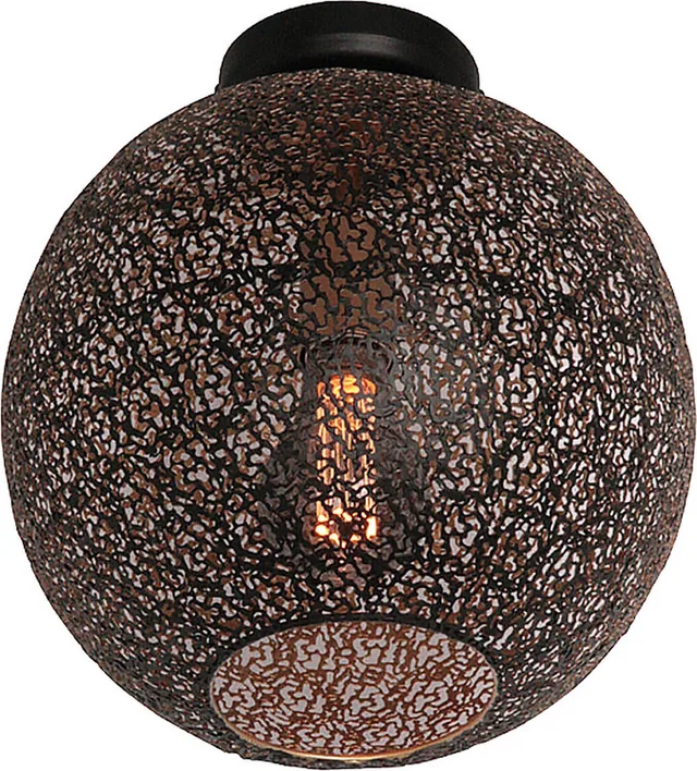 Oronero plafondlamp - bollamp - kap Ø30 cm - excl. E27 lichtbron - zwart met goud