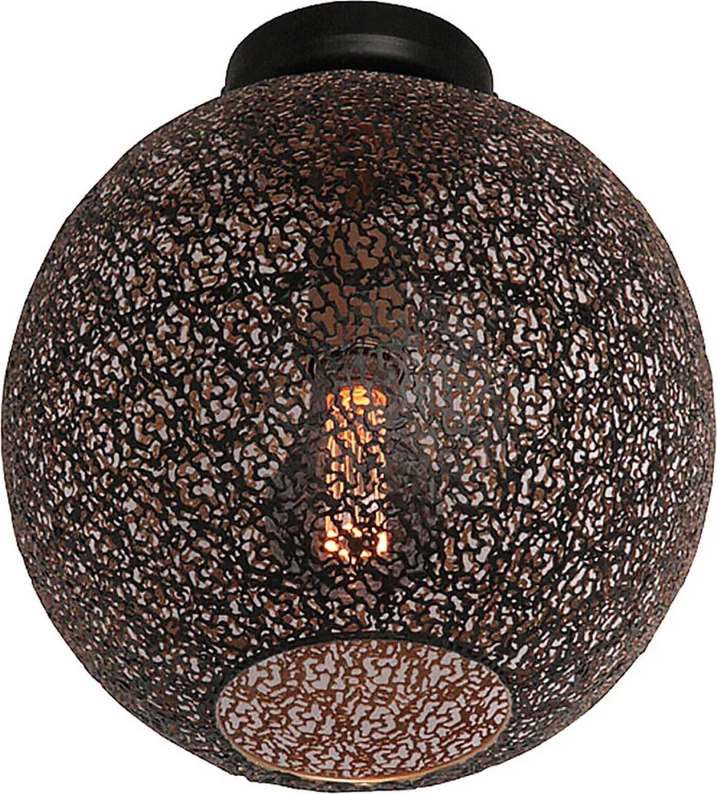 Oronero plafondlamp - bollamp - kap Ø30 cm - excl. E27 lichtbron - zwart met goud by Freelight in Gold, Black – product photo