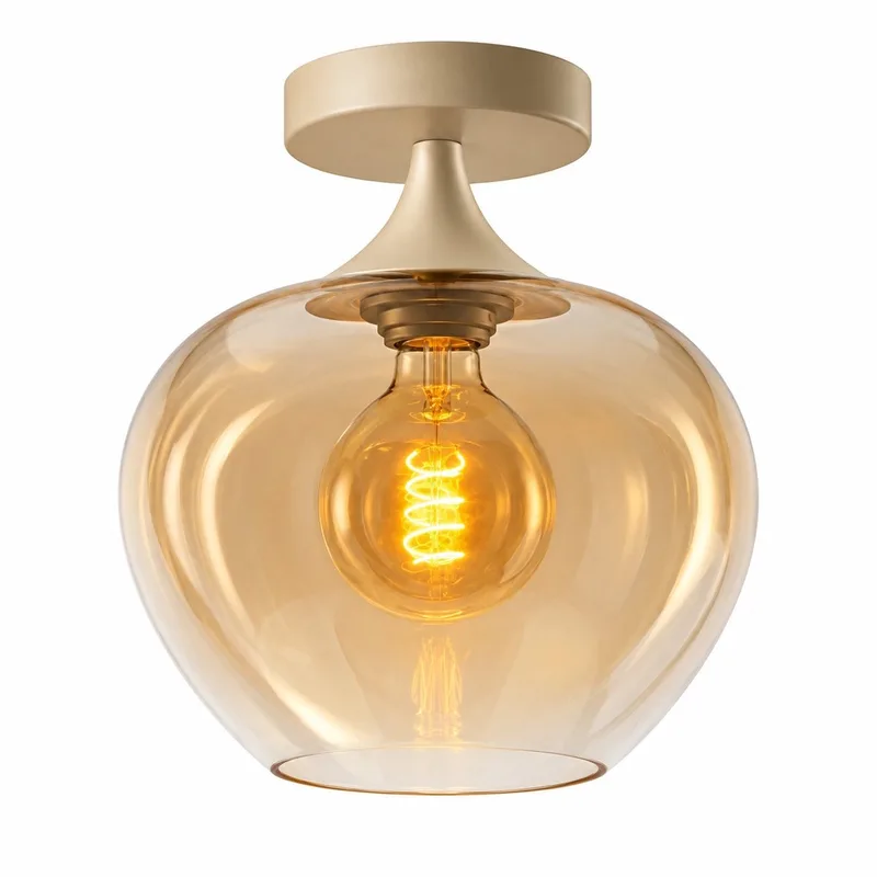 Plafondlamp Fresu Crème Amber Glas Ø 24 cm E27 de Freelight en Crème & Amber – photo produit