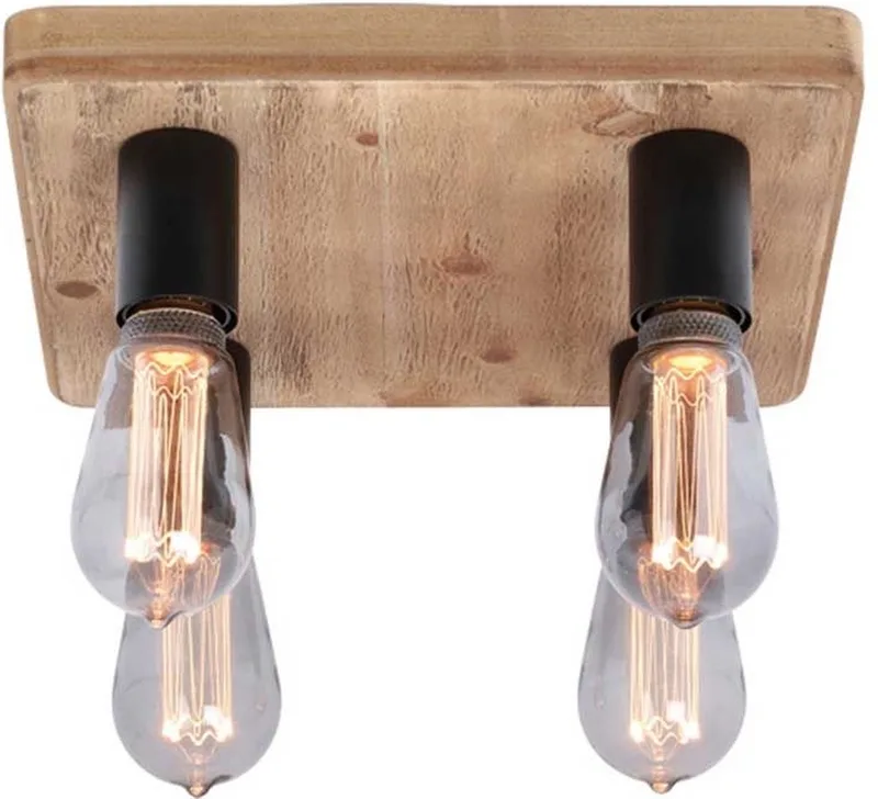 Plafondlamp Lenero 4 Lichts 40 x 40 cm hout de Freelight en Noir – photo produit