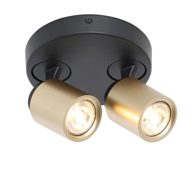 Plafondspot | 17 cm | razza spots | 2 lichts | GU10 | goud messing zwart | metaal | moderne de Freelight – photo produit