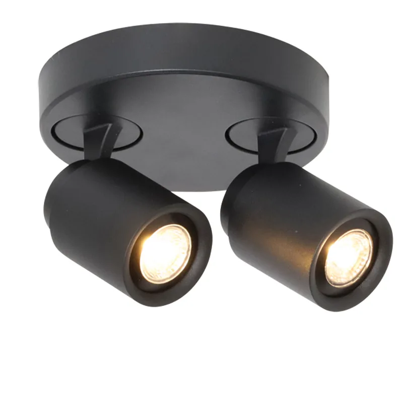 Plafondspot | 17 cm | Razza spots | 2 lichts | GU10 | zwart | metaal | moderne verlichting von Freelight – Produktfoto