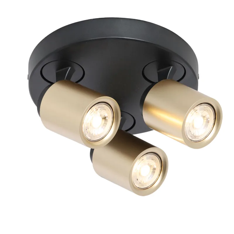 Plafondspot | 21 cm | Razza spots | 3 lichts | GU10 | goud messing zwart | metaal | moderne accent de Freelight – photo produit