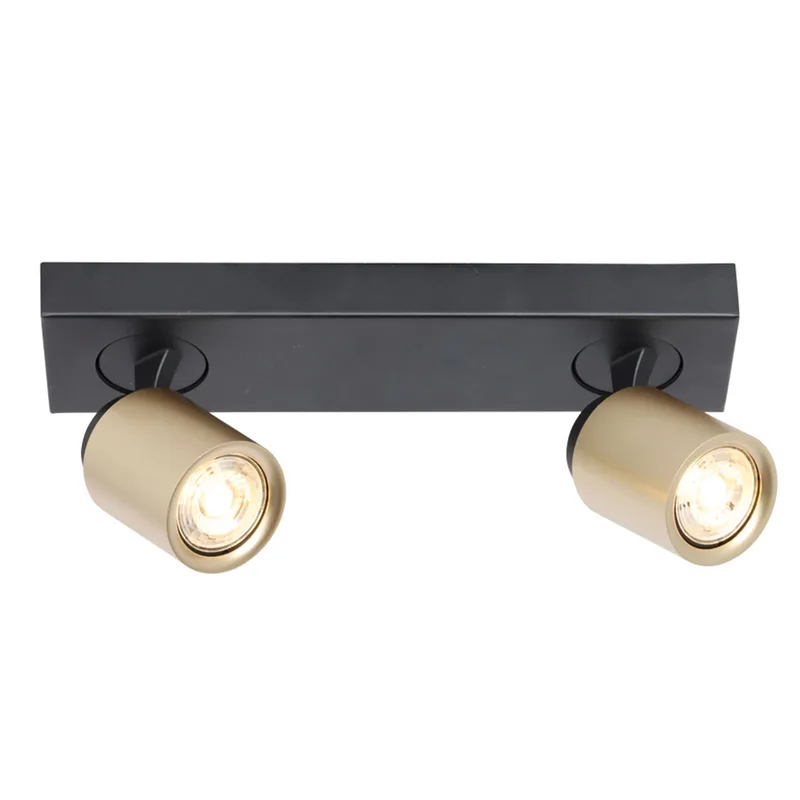Plafondspot | 32 cm | Razza spots | 2 lichts | GU10 | zwart goud messing | metaal | moderne accent fra Freelight – produktbillede