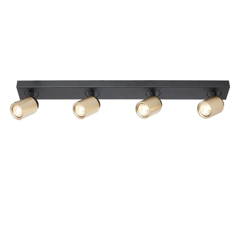 Plafondspot balk | 76 cm | Razza spots | 4 lichts | GU10 | goud messing zwart | metaal | moderne von Freelight – Produktfoto