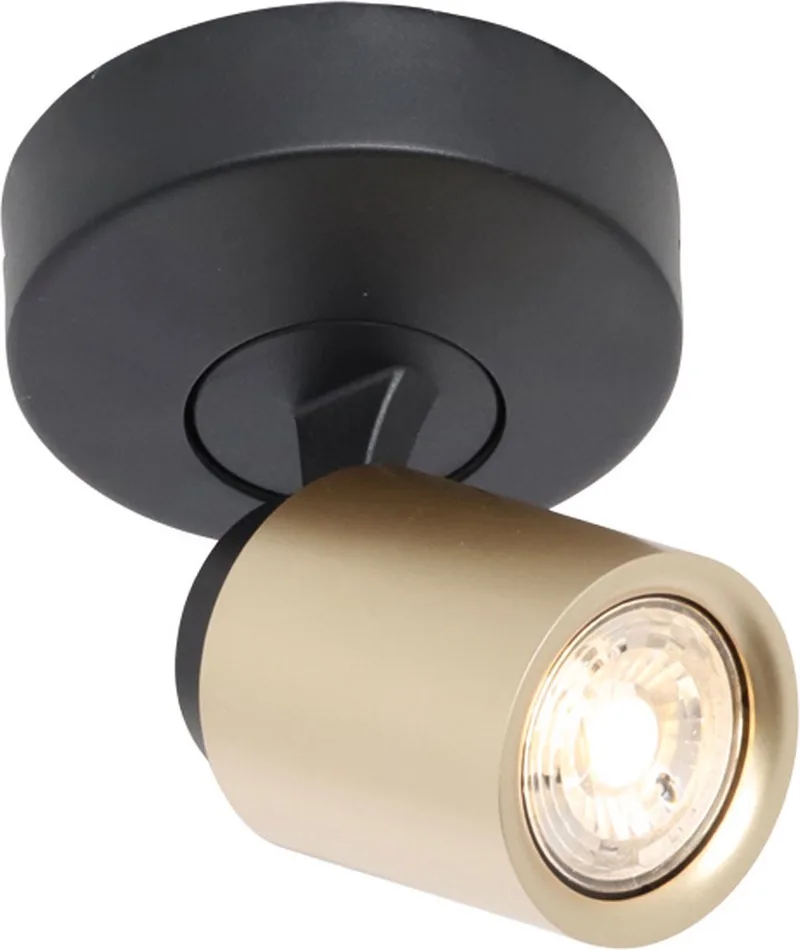 Spot Razza 1 lichts GU10 zwart goud von Freelight in Schwarz, Gold – Produktfoto