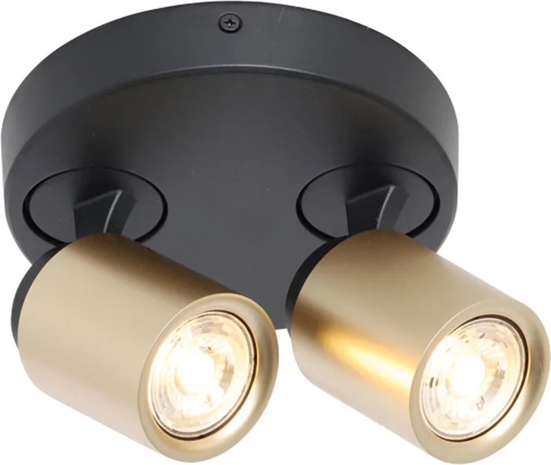 Spot Razza 2 lichts Ø 17 cm GU10 zwart goud de Freelight en Or, Noir – photo produit