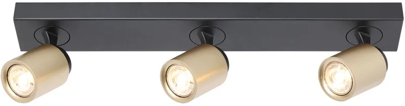 Spot Razza 3 lichts L 54 cm GU10 zwart goud fra Freelight i Zwart & Goud – produktbillede