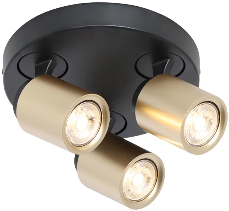 Spot Razza 3 lichts Ø 21 cm GU10 zwart goud de Freelight en Zwart & Goud – photo produit