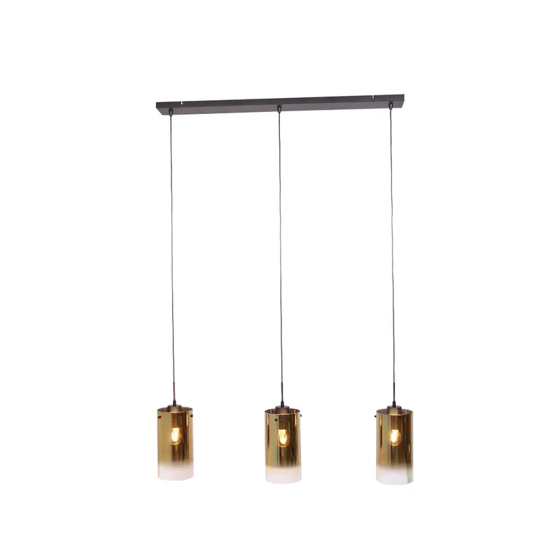 Ventotto hanglamp, zwart/goud, lengte 105 cm, 3-lamps glas de Freelight en Noir, Or – photo produit