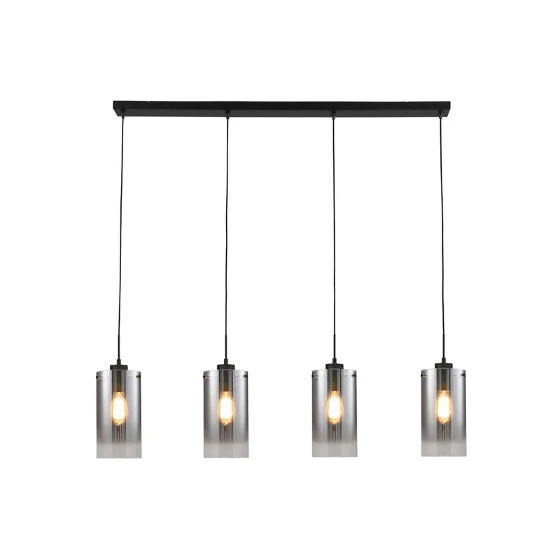 Ventotto hanglamp, zwart/rook, lengte 125 cm, 4-lamps. de Freelight en Noir, Rookgrijs – photo produit