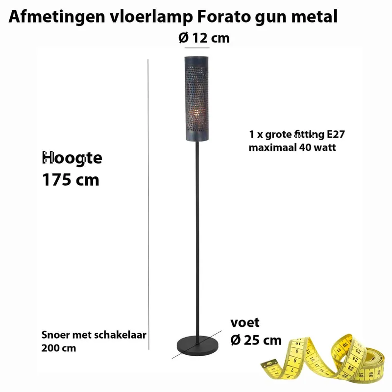 Vloerlamp | 12 cm | Fori hanglampen | E27 | bruin zwart | metaal | industriële moderne trendy sfeer de Freelight – photo produit 3 sur 3