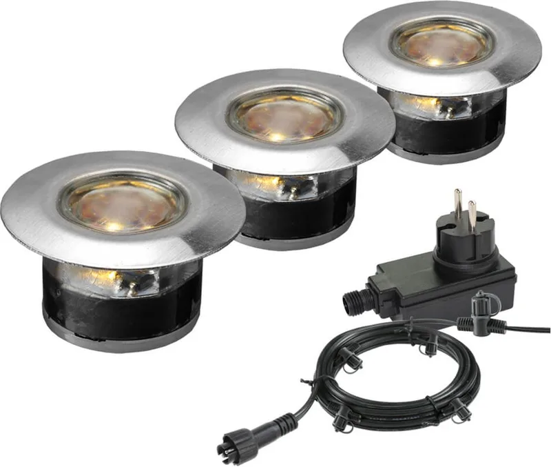 Acis Grondspot Set (3st) - 12 V - Zilvergrijs de Garden Lights en Argent – photo produit