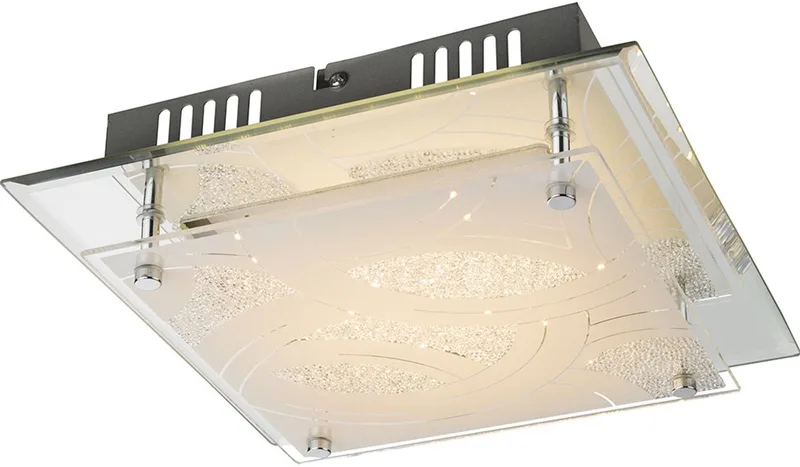 12W LED plafondlamp Verlichting chroom glas Globo NOIR II 48211-12 fra Globo i Hvid – produktbillede