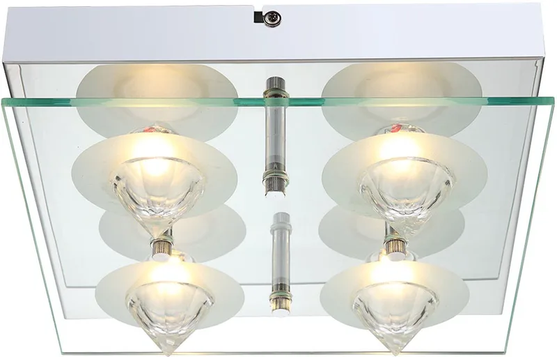 20 watt LED designlamp chroom glasplaat helder kristallen Globo 4941201-4 RAMIRO von Globo in Silber – Produktfoto