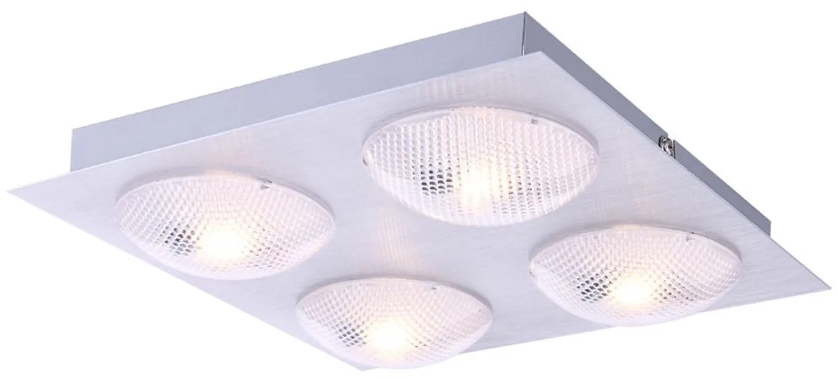 20 watt LED plafondlamp aluminium verlichting hoekig effect lampGlobo 56184-4D de Globo en Argent – photo produit