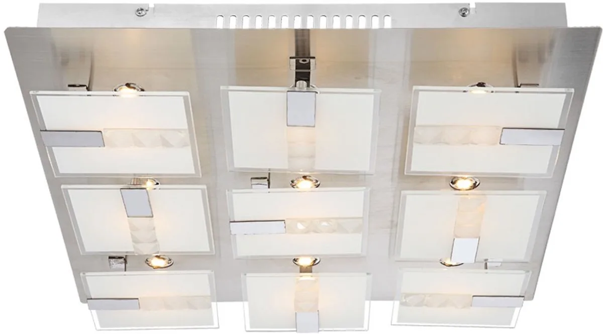 40,5 Watt LED plafondlamp glas gesatineerd verlichting kantoorlamp Globo 41711-9 fra Globo i Sølv – produktbillede