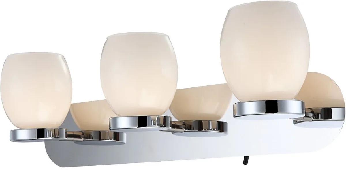 9 Watt LED wandlamp glas opaal schakelverlichting chroom IP44 Globo 44200-3 van Globo in Zilver – productfoto