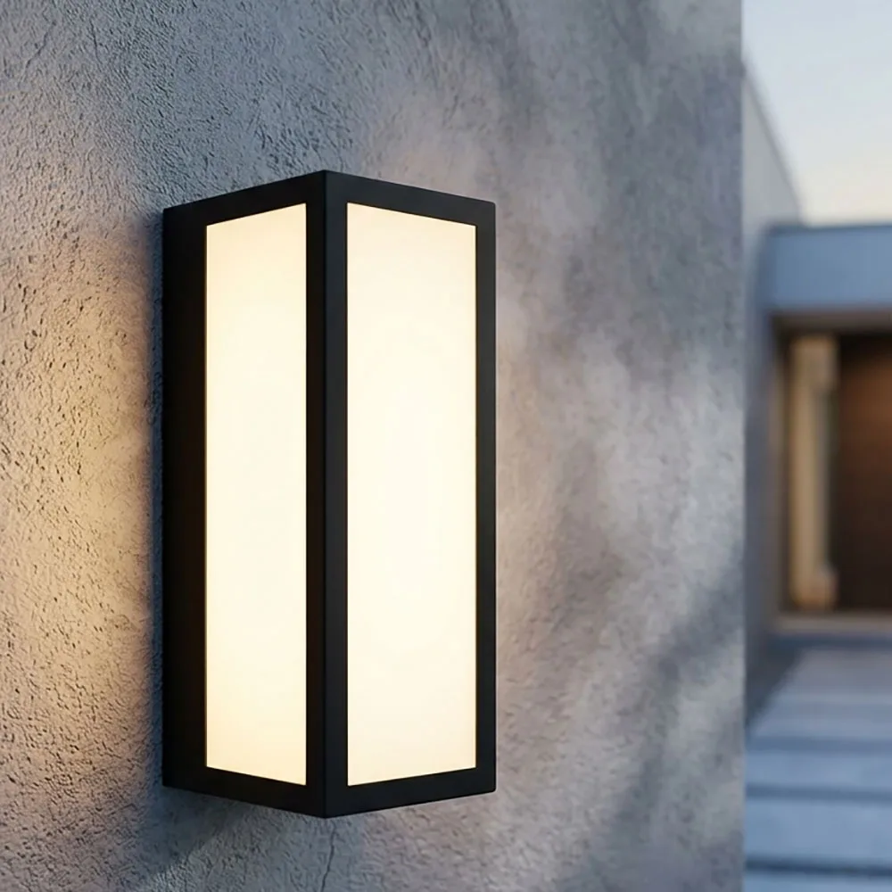 Applique Murale Led D'Extérieur, Lampe D'Extérieur, Lampe De Jardin, Carrée, Métal, H 32 Cm de Globo en Noir – photo produit