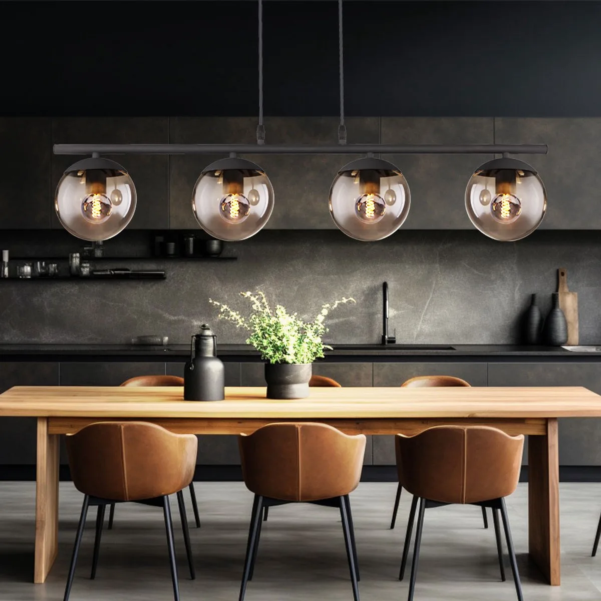 Bal design plafond hanglamp rook woonkamer verlichting glas lamp zwart mat von Globo in Grau – Produktfoto
