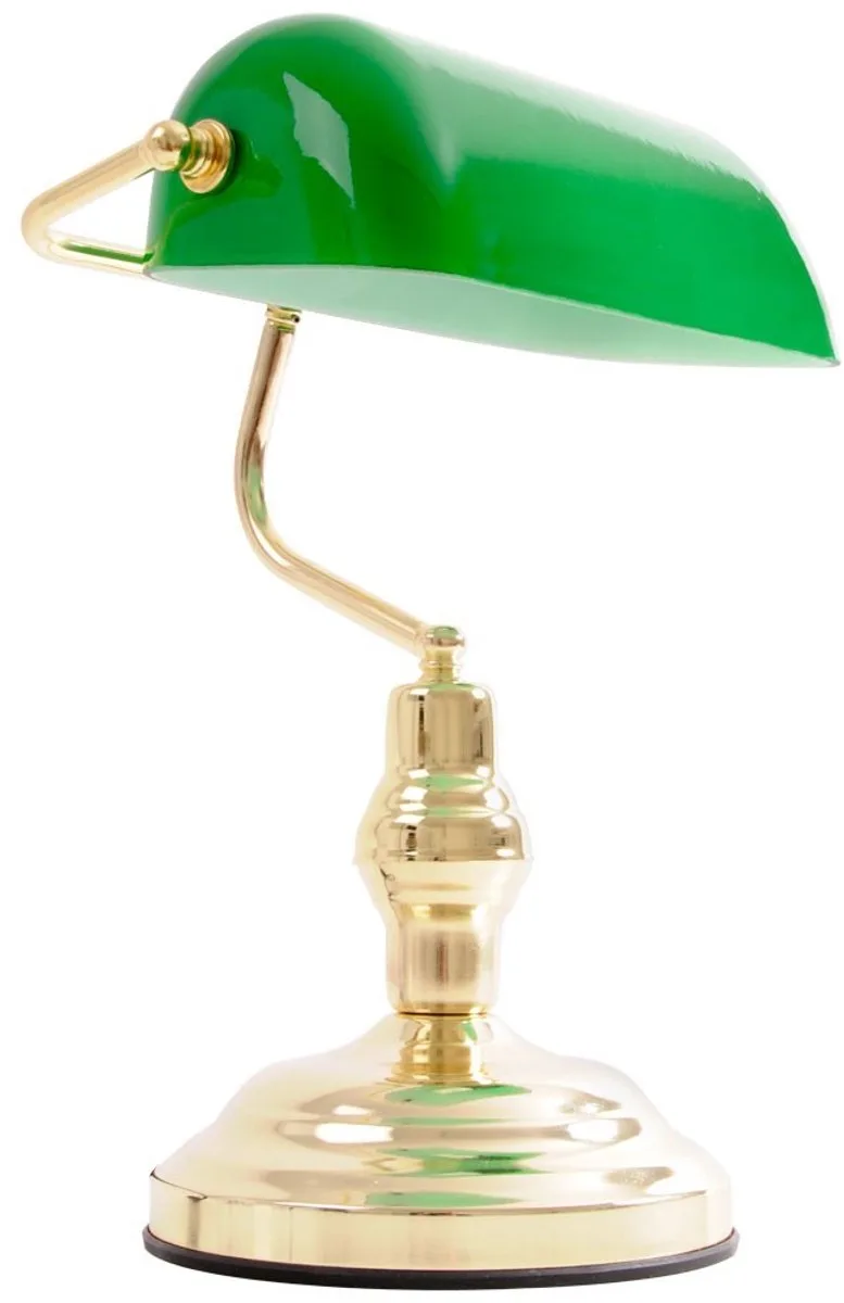 Banker lamp LED tafellamp bureaulamp glas leeslamp, metaal messing, 9W 810lm warm wit, LxH 25 x 36 cm fra Globo i Grøn – produktbillede