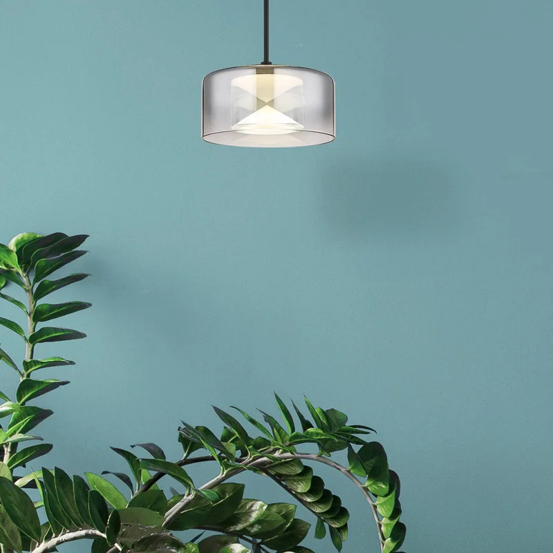Belinda LED hanglamp, Ø 15 cm, rookgrijs, glas fra Globo i Rookgrijs, Gennemsigtig, Sort – produktbillede