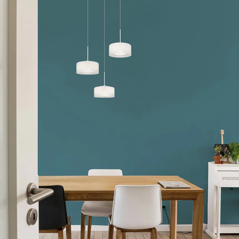Belinda LED hanglamp, Ø 40 cm, wit, 3-lamps, glas de Globo en Blanc, Opaal, Helder – photo produit