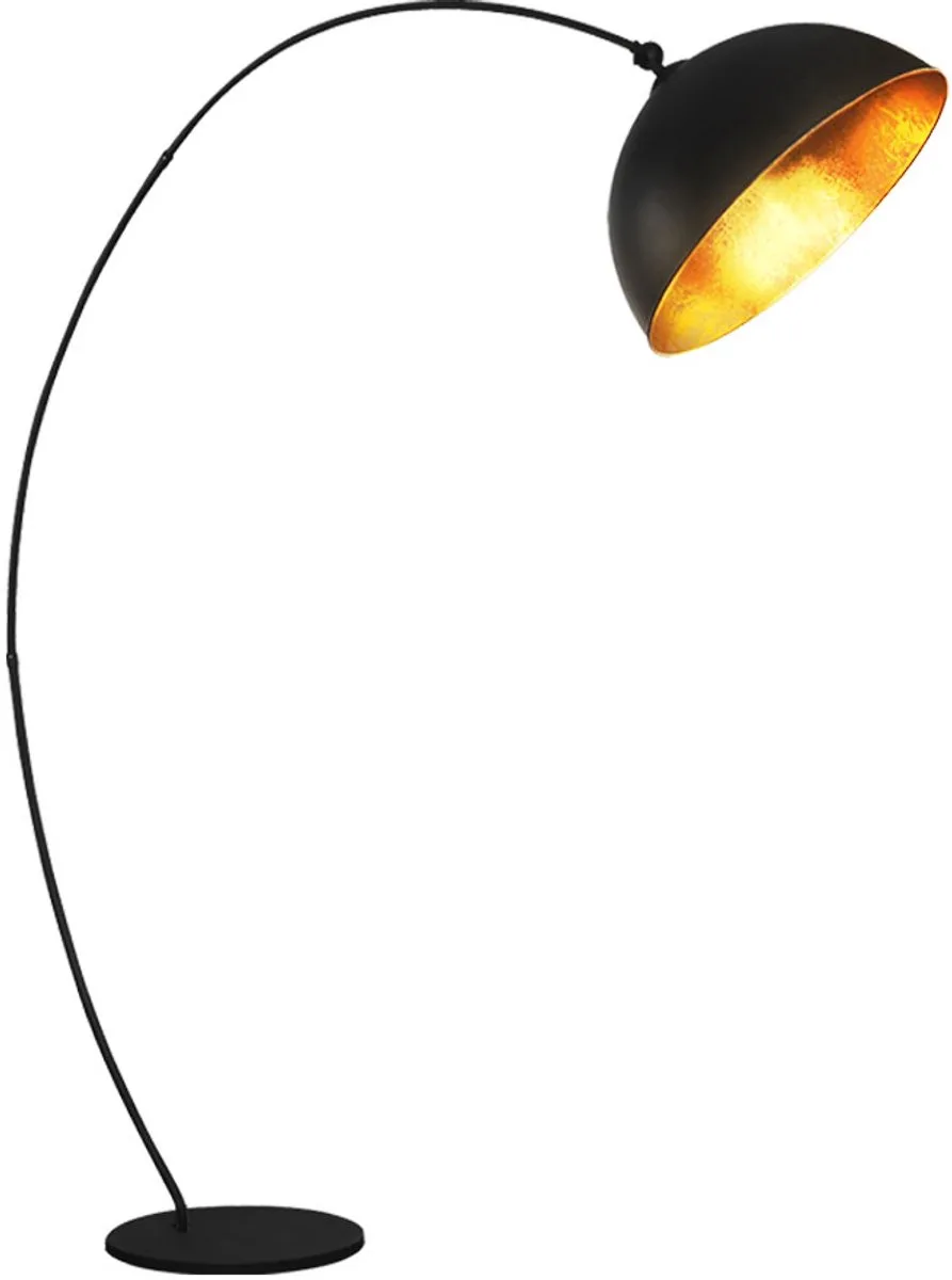 Boog vloerlamp goud Woonkamerlamp Bijzetlamp slaapkamer, met draaibare kap, 1x E27, LxH 115x182 cm de Globo en Noir – photo produit
