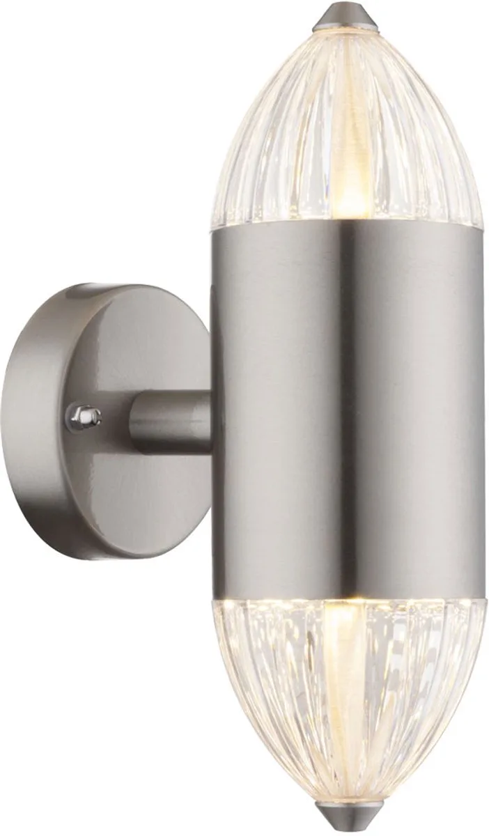 Buiten wandlamp LED tuinlamp gevelverlichting Up Down voordeurlamp, 11W 750lm warm wit, DxH 8 x 21 cm, Globo 34005W1 de Globo en Argent – photo produit