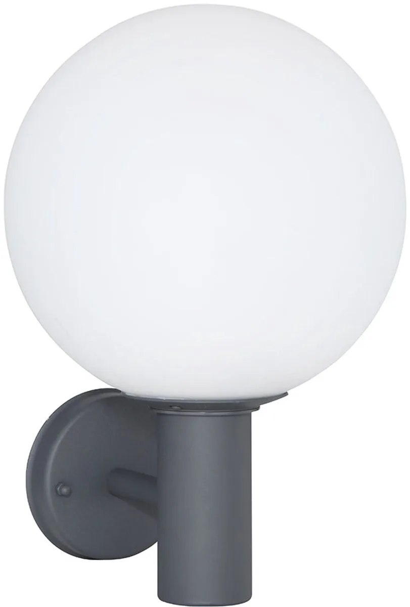 Buitenlamp wandlamp tuinlamp rvs gevellamp glazen bol wit, rvs 1x E27, DxH 25x37 cm fra Globo i Antracit – produktbillede