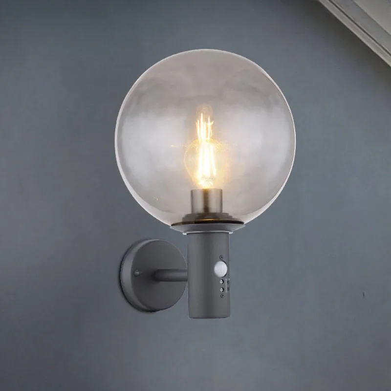 Buitenwandlamp Hedwig, antraciet/rookkleurig, sensor, IP44, E27 van Globo in Antraciet, Rookgrijs – productfoto