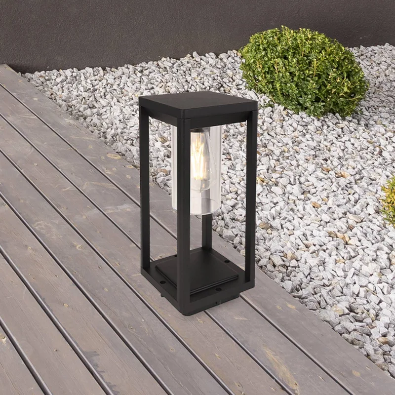 Candela sokkellamp, 35 cm, zonder sensor by Globo in Matzwart, Transparent – product photo