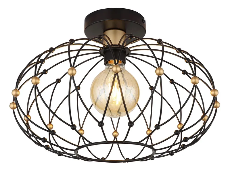 Deckenleuchte GREYS, ohne Leuchtmittel, Deckenlampe Wohnzimmer-Leuchte Schlafzimmer-Leuchte Flur Küche von Globo in Schwarz – Produktfoto