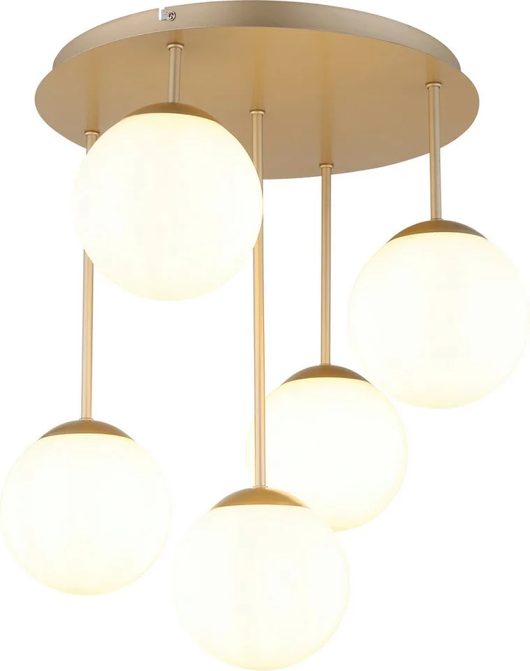 Deckenleuchte HARMON, ohne Leuchtmittel, Deckenleuchte mit Glaskugeln, modern, stilvoll & edel van Globo in Beige – productfoto