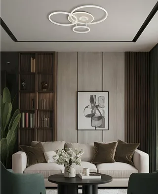 Deckenleuchte INVERTINA, LED fest integriert, Deckenleuchte Sand/Weiß, Opal, Acryl 3D, dimmbar, LED 40W von Globo in Braun – Produktfoto 2 von 5