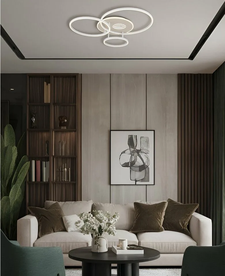 Deckenleuchte INVERTINA, LED fest integriert, Deckenleuchte Sand/Weiß, Opal, Acryl 3D, dimmbar, LED 40W von Globo in Braun – Produktfoto 2 von 5