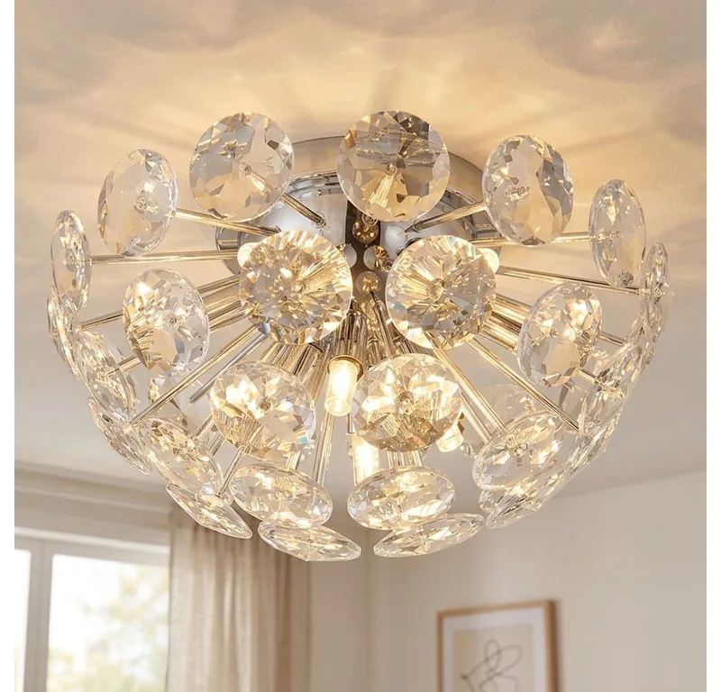 Deckenleuchte, Leuchtmittel nicht inklusive, Deckenlampe Deckenleuchte Kristall Wohnzimmerlampe 10-flammig D 39 cm von Globo – Produktfoto