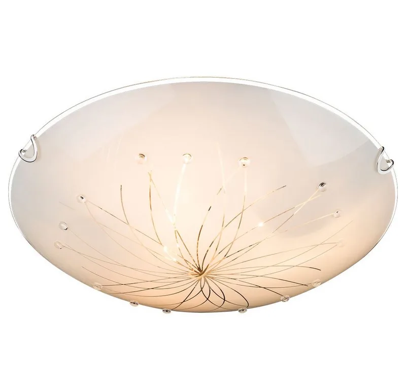 Deckenleuchte, Leuchtmittel nicht inklusive, Deckenlampe Schlafzimmerleuchte Glas Kristalle modern D 40 cm de Globo en Blanc – photo produit