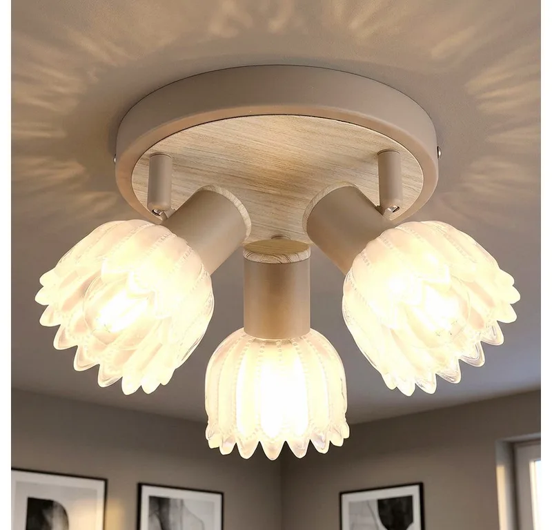 Deckenleuchte, Leuchtmittel nicht inklusive, Deckenleuchte Deckenlampe Wohnzimmerlampe Metall sandmatt D 34 cm de Globo – photo produit