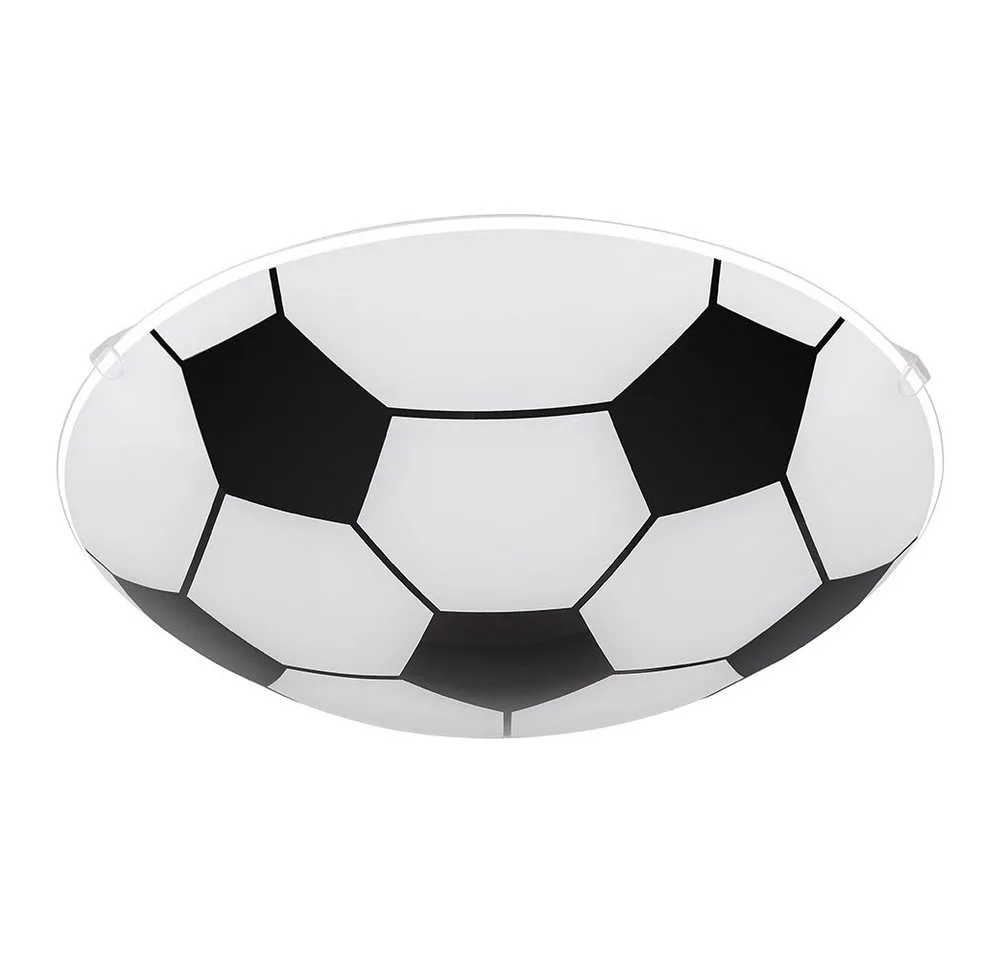 Deckenleuchte, Leuchtmittel nicht inklusive, Kinderzimmerleuchte Deckenlampe Fußball-Design Glas D 30 cm från Globo i Svart – produktbild