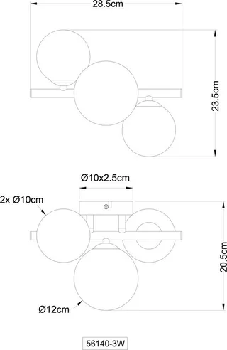 Deckenleuchte RIHA, Leuchtmittel wechselbar, Warmweiß, Deckenleuchte Nickel, Glas opal, 3x G9 LED von Globo in Silber – Produktfoto 5 von 5