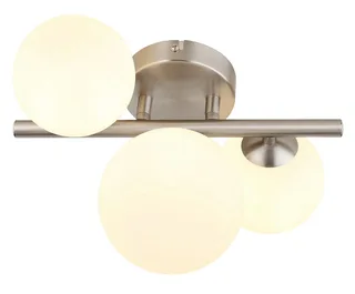 Deckenleuchte RIHA, Leuchtmittel wechselbar, Warmweiß, Deckenleuchte Nickel, Glas opal, 3x G9 LED von Globo in Silber – Produktfoto 4 von 5