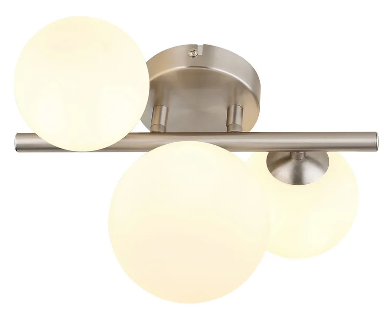 Deckenleuchte RIHA, Leuchtmittel wechselbar, Warmweiß, Deckenleuchte Nickel, Glas opal, 3x G9 LED von Globo in Silber – Produktfoto 4 von 5