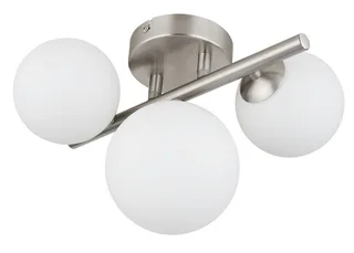 Deckenleuchte RIHA, Leuchtmittel wechselbar, Warmweiß, Deckenleuchte Nickel, Glas opal, 3x G9 LED von Globo in Silber – Produktfoto 3 von 5