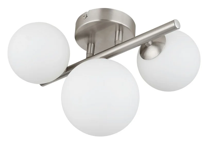 Deckenleuchte RIHA, Leuchtmittel wechselbar, Warmweiß, Deckenleuchte Nickel, Glas opal, 3x G9 LED von Globo in Silber – Produktfoto 3 von 5