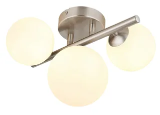 Deckenleuchte RIHA, Leuchtmittel wechselbar, Warmweiß, Deckenleuchte Nickel, Glas opal, 3x G9 LED von Globo in Silber – Produktfoto 1 von 5